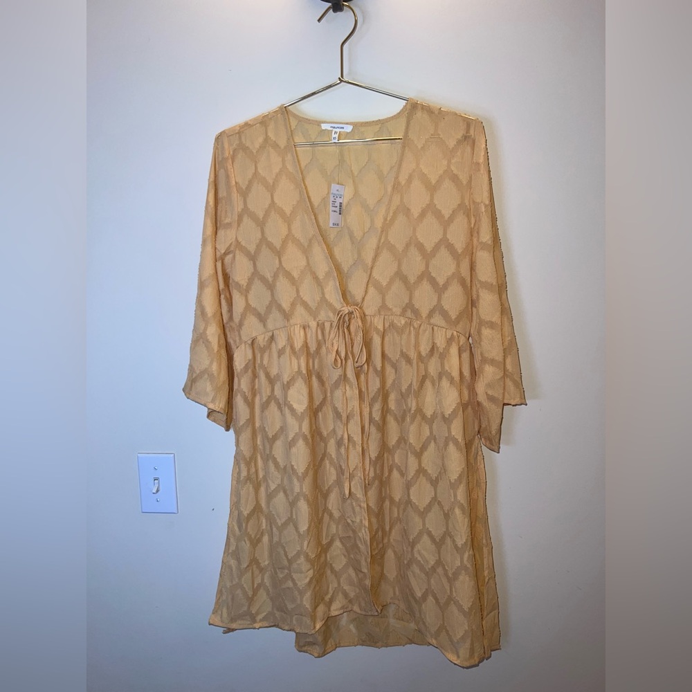 Maurices Yellow‎ Boho Open Front Duster Tunic XS NWT Side Slits